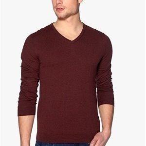 Selected Homme Tower Aus Cotton V-Neck Oxblood Red