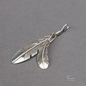 Self Edge SE Silver Double Feather Necklace