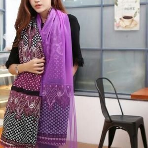 Sjal halsduk lila med paisley motiv