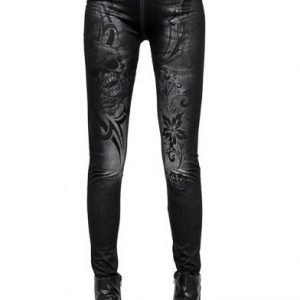 Skulls tattoo black jeans print leggings