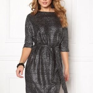 Soaked In Luxury Miriam Dress Black w silver foil