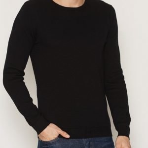 Solid Gyden Knit Pusero Black