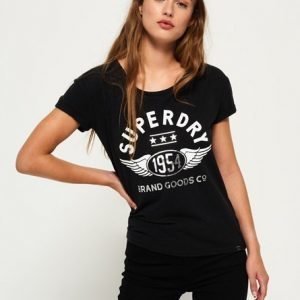 Superdry 1954 Brand Goods Slim Boyfriend T-paita Musta