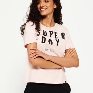Superdry Amour Graphic T-paita Vaaleanpunainen