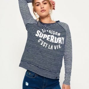 Superdry Amour Stripe Graphic Toppi Laivastonsininen