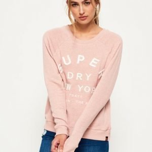 Superdry Applikoitu Raglan Crew Pusero Vaaleanpunainen