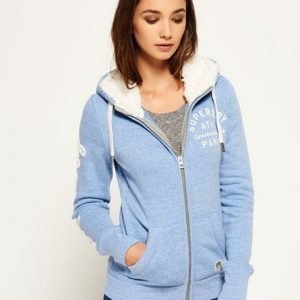 Superdry Applique Borg Vetoketjuhuppari Sininen