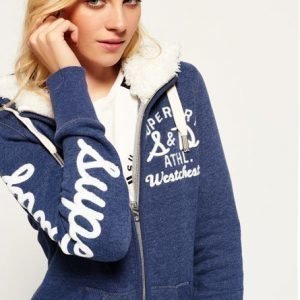 Superdry Applique Borg Vetoketjuhuppari Sininen