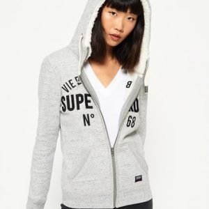 Superdry Applique Vetoketjuhuppari Vaaleanharmaa