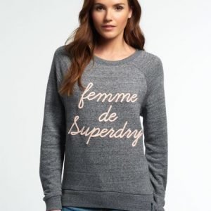 Superdry Appliqué Raglan Crew Collegepusero Harmaa