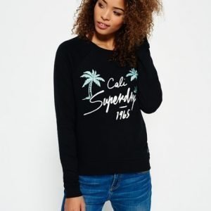 Superdry Appliqué Raglan Crew Collegepusero Musta