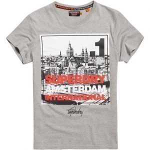 Superdry Box Photo City Amsterdam T-paita Vaaleanharmaa