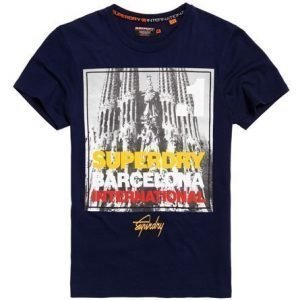 Superdry Box Photo City Barcelona T-paita Laivastonsininen