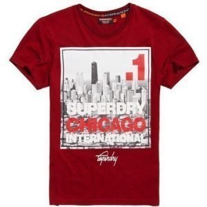 Superdry Box Photo City Chicago T-paita Punainen