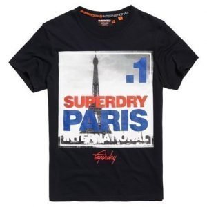 Superdry Box Photo City Paris T-paita Laivastonsininen