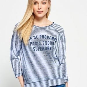 Superdry Harbour Stripe Graphic Pusero Laivastonsininen