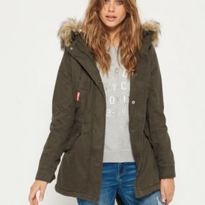 Superdry Heavy Weather Rookie Fishtail Parkatakki Vihreä