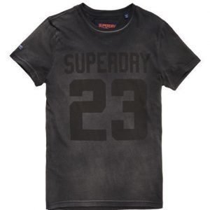 Superdry Heritage Wash Destroyed T-paita Tummanharmaa