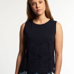 Superdry Hihaton Cutwork Slub Pusero Laivastonsininen