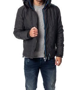 Superdry Hood Quilt Athletic Windcheater Black Marl/Denby Blue