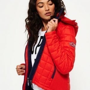 Superdry Hooded Box Quilt Fuji Takki Punainen