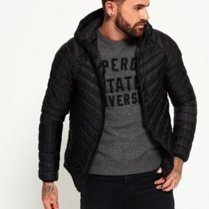 Superdry Hupullinen Micro Quilt Untuvatakki Musta