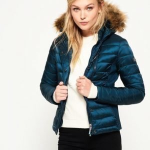 Superdry Kahdella Vetoketjulla Varustettu Hupullinen Luxe Fuji Takki Sininen