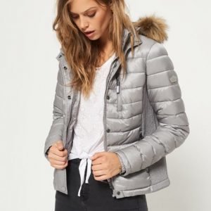 Superdry Kahdella Vetoketjulla Varustettu Hupullinen Luxe Fuji Takki Vaaleanharmaa