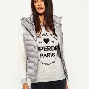 Superdry Kahdella Vetoketjulla Varustettu Luxe Fuji Toppaliivi Vaaleanharmaa