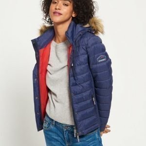 Superdry Kahdella Vetoketjulla Varustettu Tyköistuva Hupullinen Fuji Takki Laivastonsininen