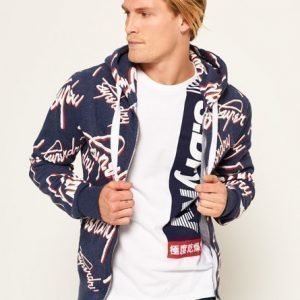 Superdry Kauttaaltaan Kuvioitu Crew Vetoketjuhuppari Laivastonsininen