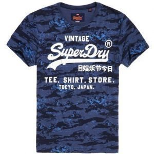 Superdry Kauttaaltaan Kuvioitu Shirt Shop T-paita Laivastonsininen
