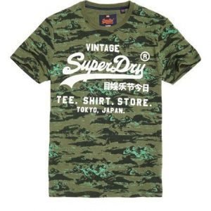 Superdry Kauttaaltaan Kuvioitu Shirt Shop T-paita Vihreä