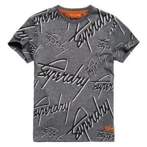 Superdry Kauttaaltaan Kuvioitu Superdry Crew T-paita Tummanharmaa