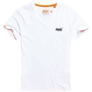 Superdry Kirjailtu Orange Label Vintage Paita V Kauluksella Valkoinen