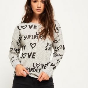 Superdry Kuviollinen Burnout Crew Pusero Vaaleanharmaa