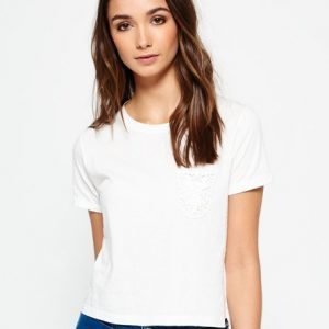 Superdry Lace Pocket Crop T-paita Valkoinen