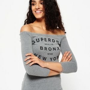 Superdry Logo Off Shoulder Paita Musta