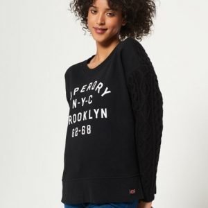 Superdry Logokuvioinen Fusion Line Collegepaita Musta