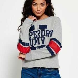 Superdry Lyhyt Pyöreäkauluksinen Semester Collegepaita Vaaleanharmaa