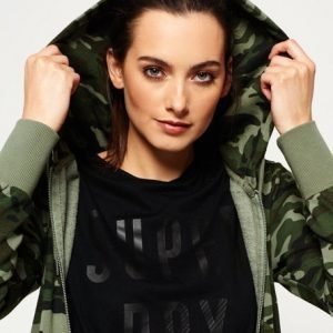 Superdry Maastokuvioinen Vetoketjuhuppari Vihreä