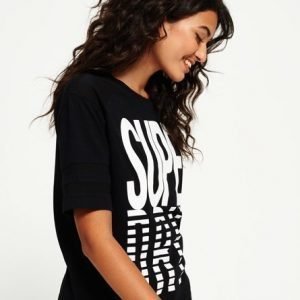 Superdry Mesh Panelled Crew T-paita Musta