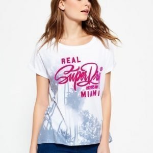 Superdry Miami Photographic Boyfriend T-paita Valkoinen