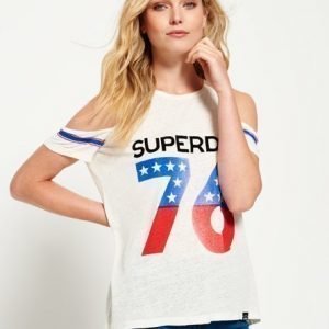 Superdry Olkapäät Paljastava Americana 76 T-paita Kerma
