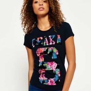 Superdry Osaka Tropical Flock T-paita Laivastonsininen