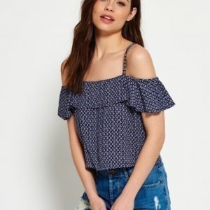 Superdry Peekaboo Palm Cami Toppi Laivastonsininen