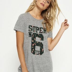 Superdry Pitkä Super 6 T-paita Harmaa