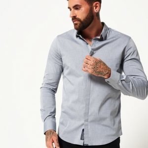 Superdry Pitkähihainen Tyköistuva Tailored Kauluspaita Harmaa