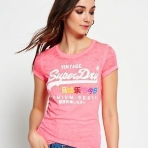 Superdry Premium Goods Burnout T-paita Vaaleanpunainen
