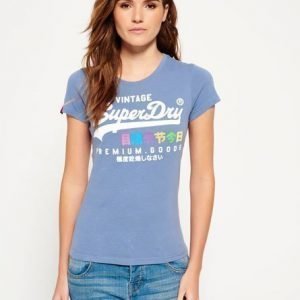 Superdry Premium Goods Rainbow T-paita Sininen